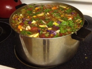 Minestrone soup with cabbage